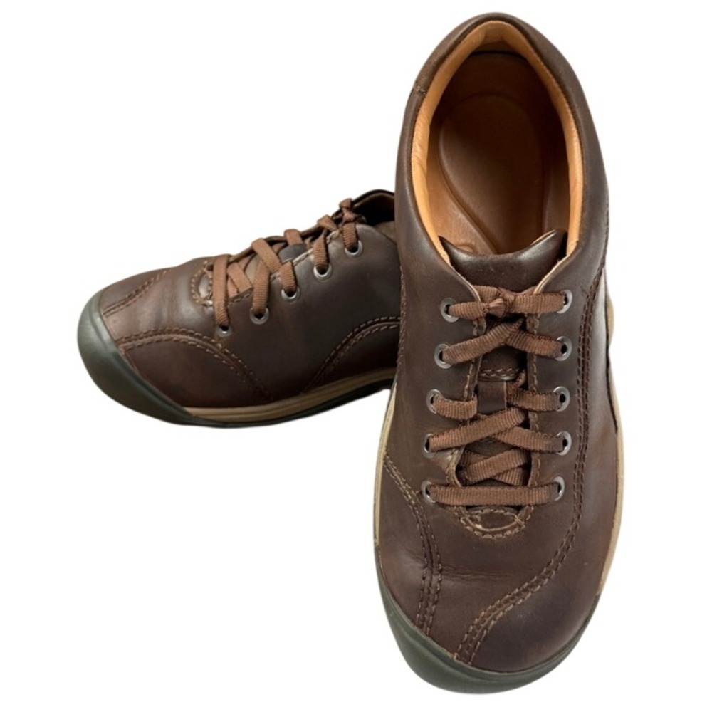 Keen Presidio Dark Earth Brown Leather Walking Shoes Womens 6